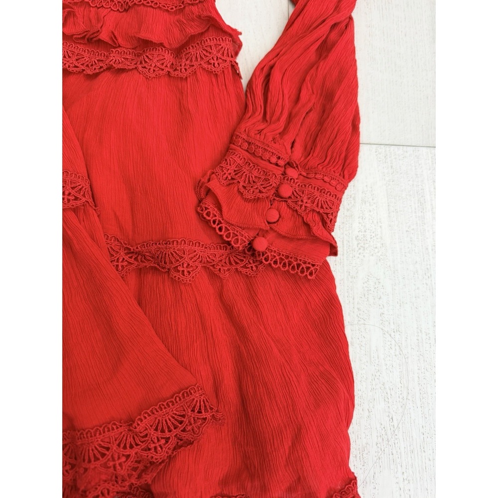 NWT AllSaints Zora Floral Ruffle Mini Dress Sz 8 US - Red Tiered $299 - Picture 7 of 16